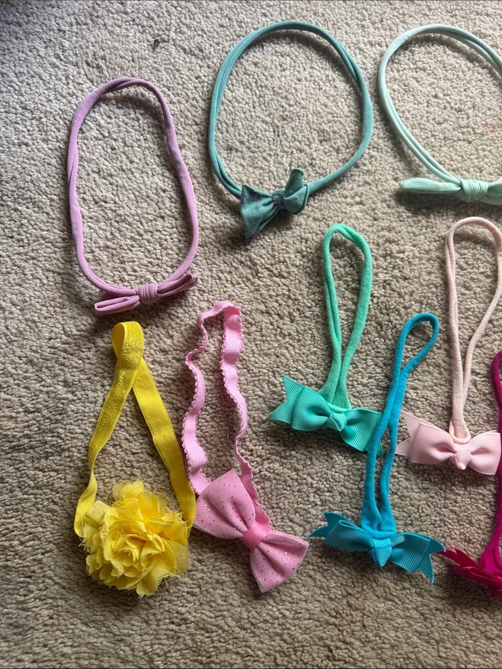Baby Girl THIN Headband Bow Lot 20+ Nylon Stretch Bows Newborn Infant